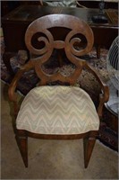 Custom designer arm chair in burled wood finish