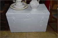 White painted steamer trunk