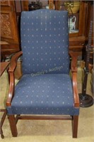 Reading chair in blue upholstery