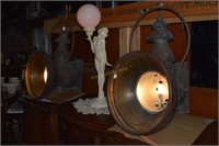 Stunning Pair of Art-Deco copper wall mounted lig