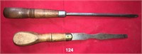 Two wooden handled screwdrivers