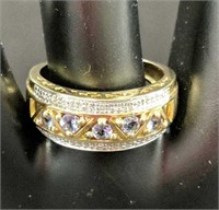 TH-14KT Gold Purple Tanzanite & Diamond Ring
