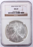 Coin 2004 American Silver Eagle NGC MS69