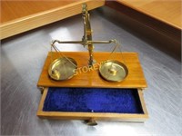 Antique Wood and Brass Traveling Scale.