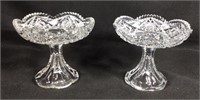 Two Footed Brilliant Cut Glass Compotes