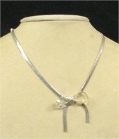 Sterling Silver Herringbone Bow Necklace