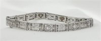 14 Karat White Gold Diamond Filigree Bracelet