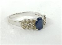 14 Karat White Gold Sapphire & Diamond Ring