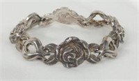 Vintage Floral Sterling Silver Bracelet