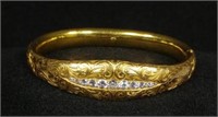 14 Karat Gold Hinged Diamond Bracelet