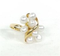 18 Karat Gold Pearl Ring 5.3 Grams