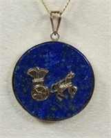 Custom Blue Lapis Pendant In 14 Karat Bezel
