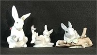 3 Pc Lladro Spanish Porcelain Rabbits