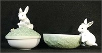 2pc Lladro Spanish Porcelain Rabbits