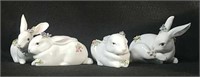 4 Pc Lladro Spanish Porcelain Rabbits "on Hold"
