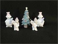 5 Lladro Spanish Porcelain Christmas Ornaments