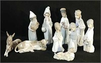 10 Pc Lladro Spanish Porcelain Nativity Set