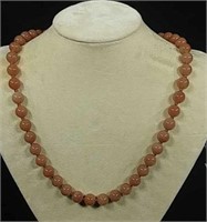 Rose Jade Round Bead Necklace
