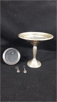 Sterling Compote, Earrings, & Picture Frame