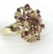 18 Karat Gold Ruby Cluster Estate Ring 7.7 Grams