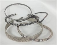 Five  Silvertone Bracelets