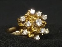 Floral Estate 14 Karat Gold & Diamond Ring