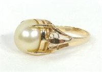 18 Karat Gold Pearl Ring 12mm Pearl 7.1 Grams