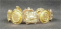 18 Karat Gold Overlay Oriental Bracelet