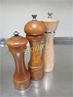 Collection of Wooden Pepper Mills (x 3).
