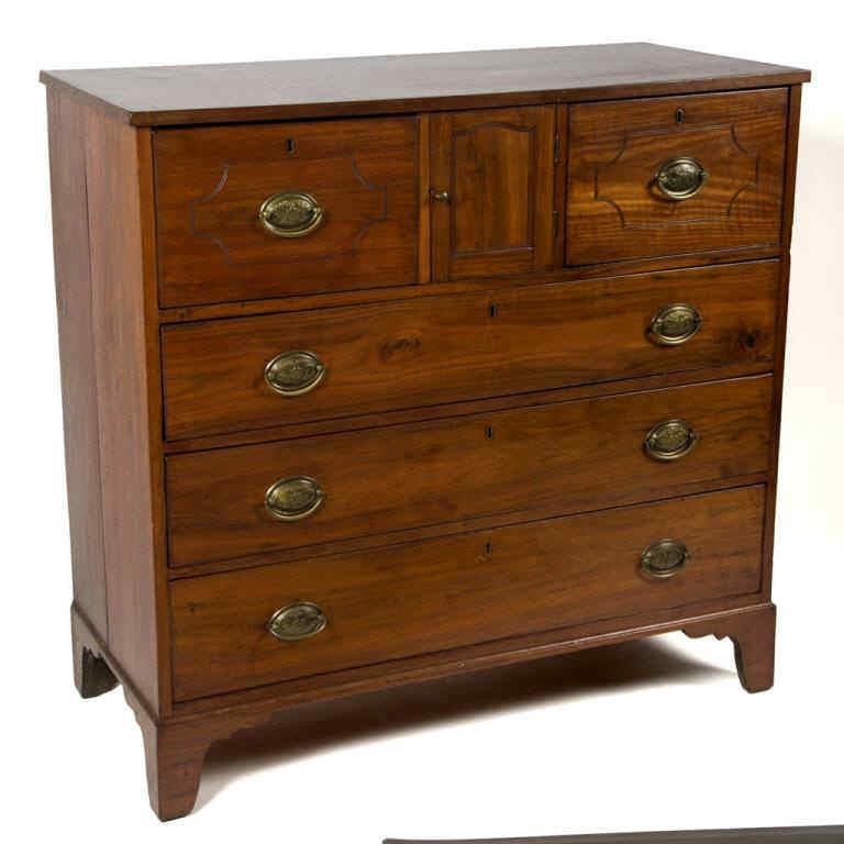 Virginia, probably Mecklenburg Co., walnut chest of drawers (c.1795), original feet and blocking