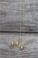 Pine Cone Necklace and Earrings