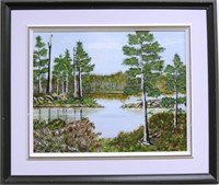 Unsigned woods scene oil painting