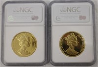 TWO 1994 ISLE OF MAN GOLD COINS, 1 OZ. EACH,
