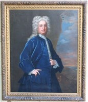 18TH C OIL PAINTING ON CANVAS, 3/4 LENGTH