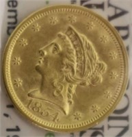 1854 U.S. 2 1/2 DOLLAR LIBERTY GOLD COIN FROM