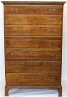 18TH C AMERICAN 7 DRAWER TALL CHEST, CHERRY