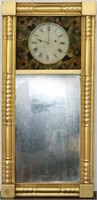EARLY 19TH C MIRROR CLOCK, PAINTED METAL DIAL,