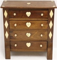 LATE 19TH C WALNUT MINIATURE 4 DRAWER CHEST WITH