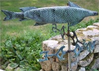 EARLY 20TH C FULL BODIED COPPER FISH WEATHERVANE,
