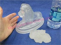 frosted glass lion & cats figurines