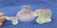 3 frosted glass elephant figurines