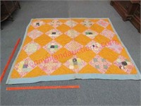 older orange 9-patch quilt (about 5ft x 6ft size)