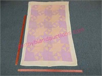 small old baby quilt (32in wide x 4ft long) & note