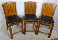 3 Wooden Highbacked Padded Chairs