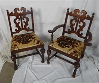Pair Of Padded Solid Wood Chairs