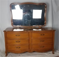 Dixie Solid Wood 6 Drawer Mirrored Dresser