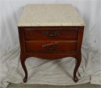 Marble Top Side Table W/ Storage Drawer
