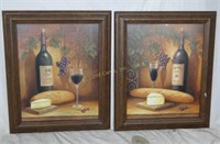 Pair Of Decorative Hanging Wine Pictures