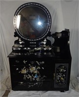Ornate Black Lacquer / Mother Or Pearl Dresser