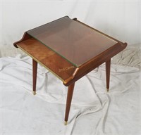 Gordons Inc. Glass Top Wooden End Table